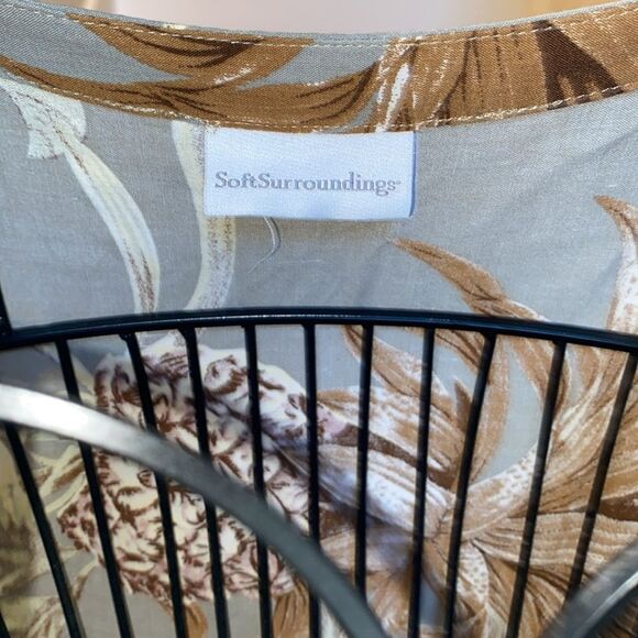 ✨ Soft Surroundings Grey Tropical Sleeveless Sun Dress✨ - Picture 10 of 11